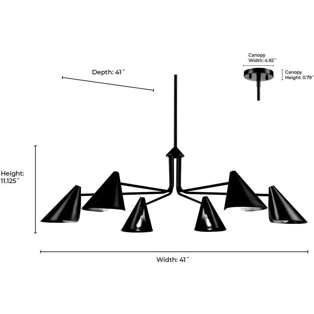 Warhol 6 Light 41 inch Matte Black Chandelier Ceiling Light